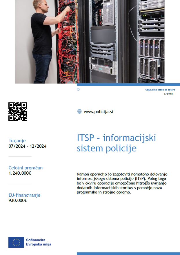  Plakat z osnovnimi podatki o projektu Posodobitev informacijske strojne in programske opreme 