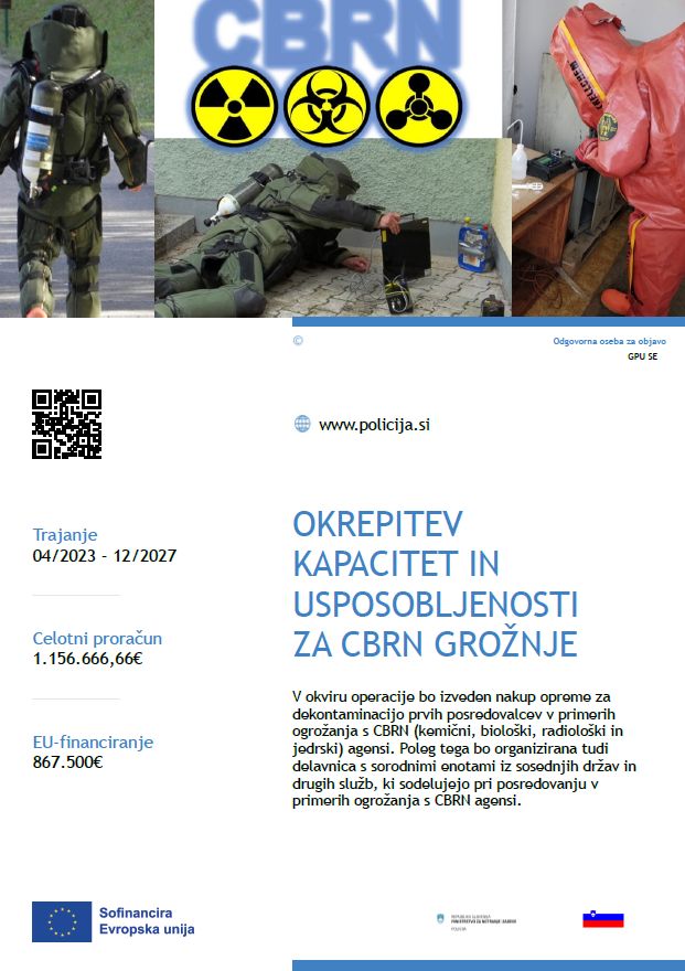 Plakat z osnovnimi podatki o projektu Okrepitev kapacitet specializiranih služb