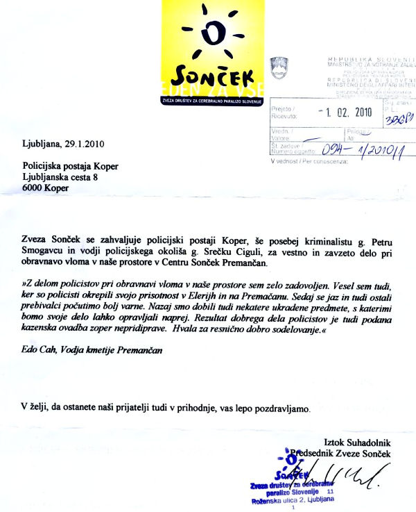 100129-ZvezaSoncekZaPolicistaPPKoper