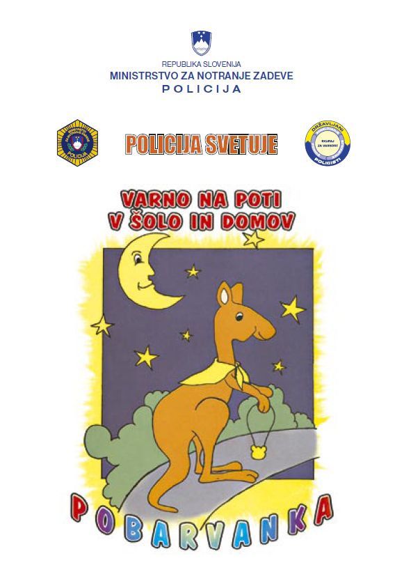 naslovnica pobarvanke Varno na poti v šolo in domov