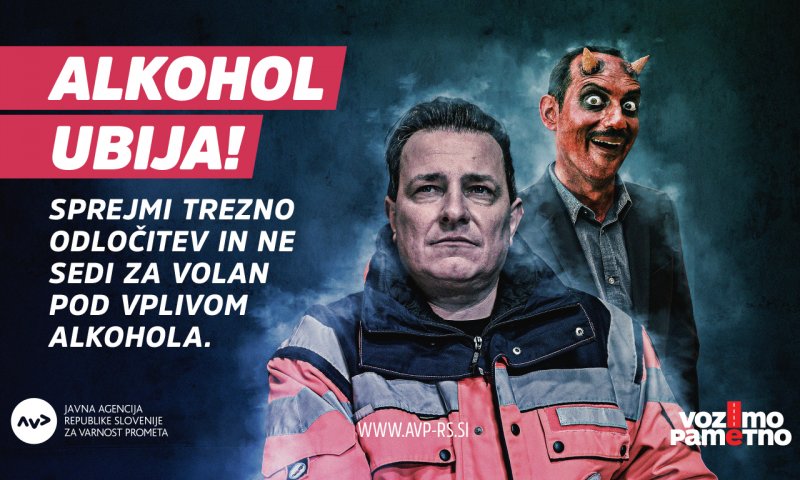 plakat akcije Agencije za varnost prometa - Alkohol ubija