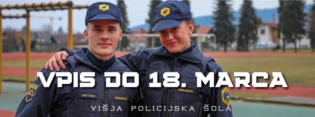 Letak, na katerem sta kandidata za policista, na sliki je napis Vpis do 18. marca