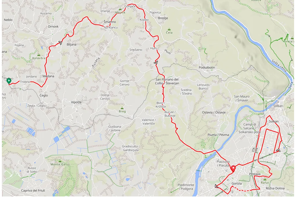 Podrobnejši pregled odseka Brda-Nova Gorica