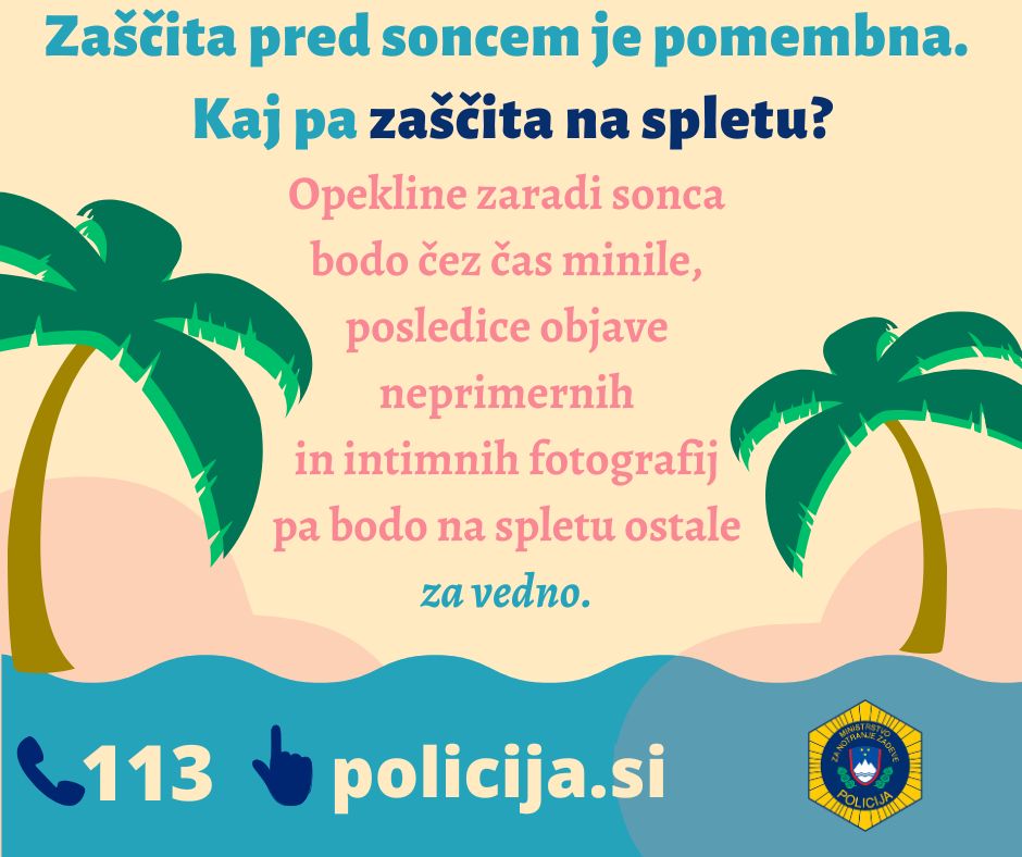 Plakat na temo zaščite otrok pred soncem in na spletu