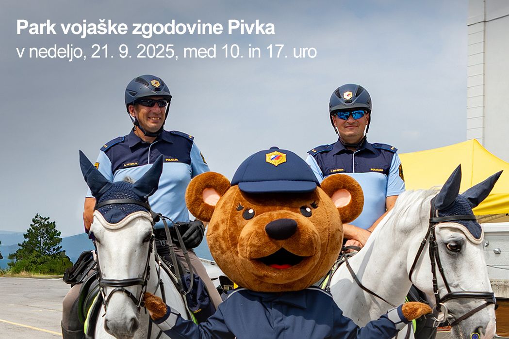 Plakat, ki vabi na ZgodoVikend in predstavitev policijske opreme