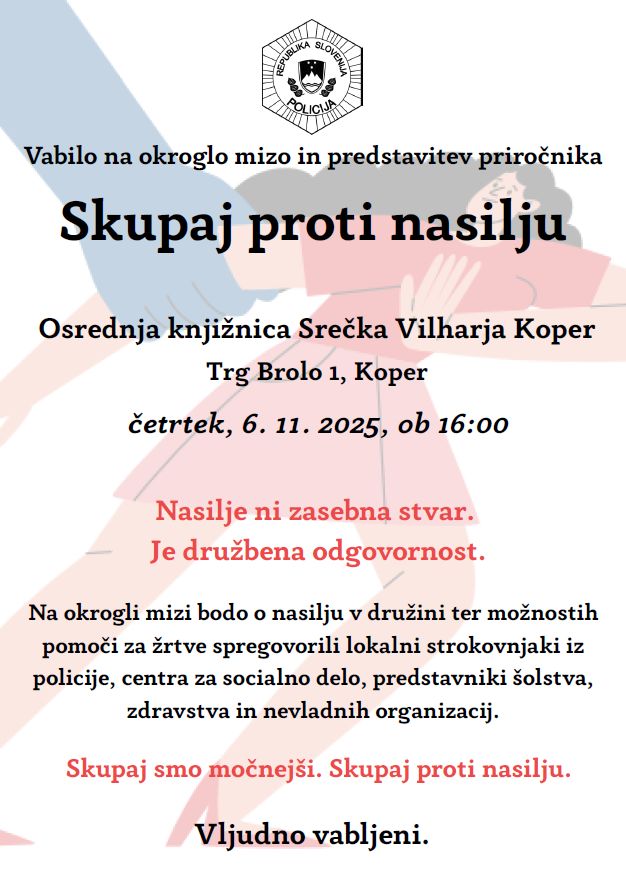 Plakat - vabilo na dogodek z osnovnimi podatki o lokaciji, datumu in namenu okrogle mize