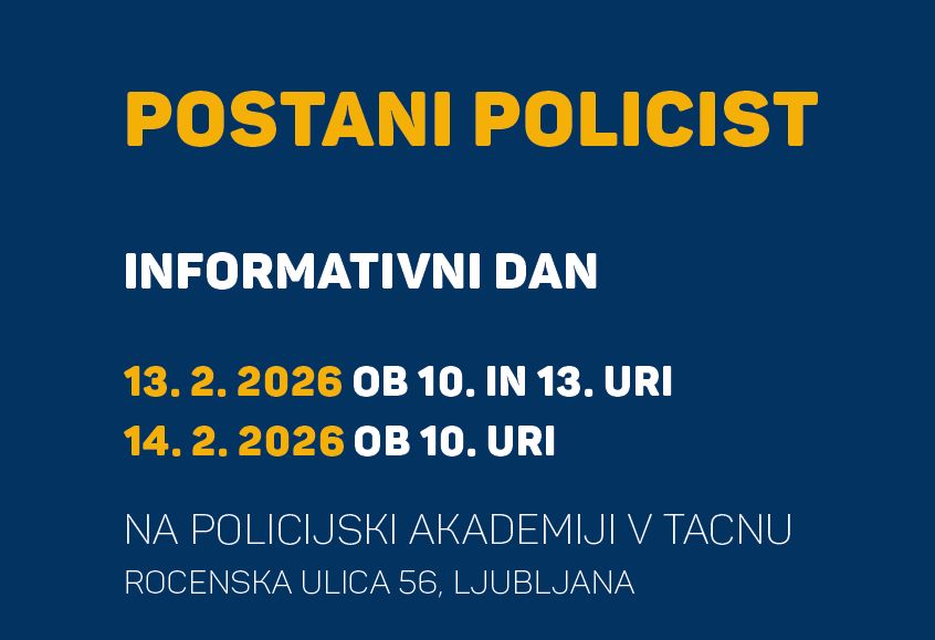 Letak z napovedjo informativnega dneva Policijske akademije in podatki, kdaj in kje bo