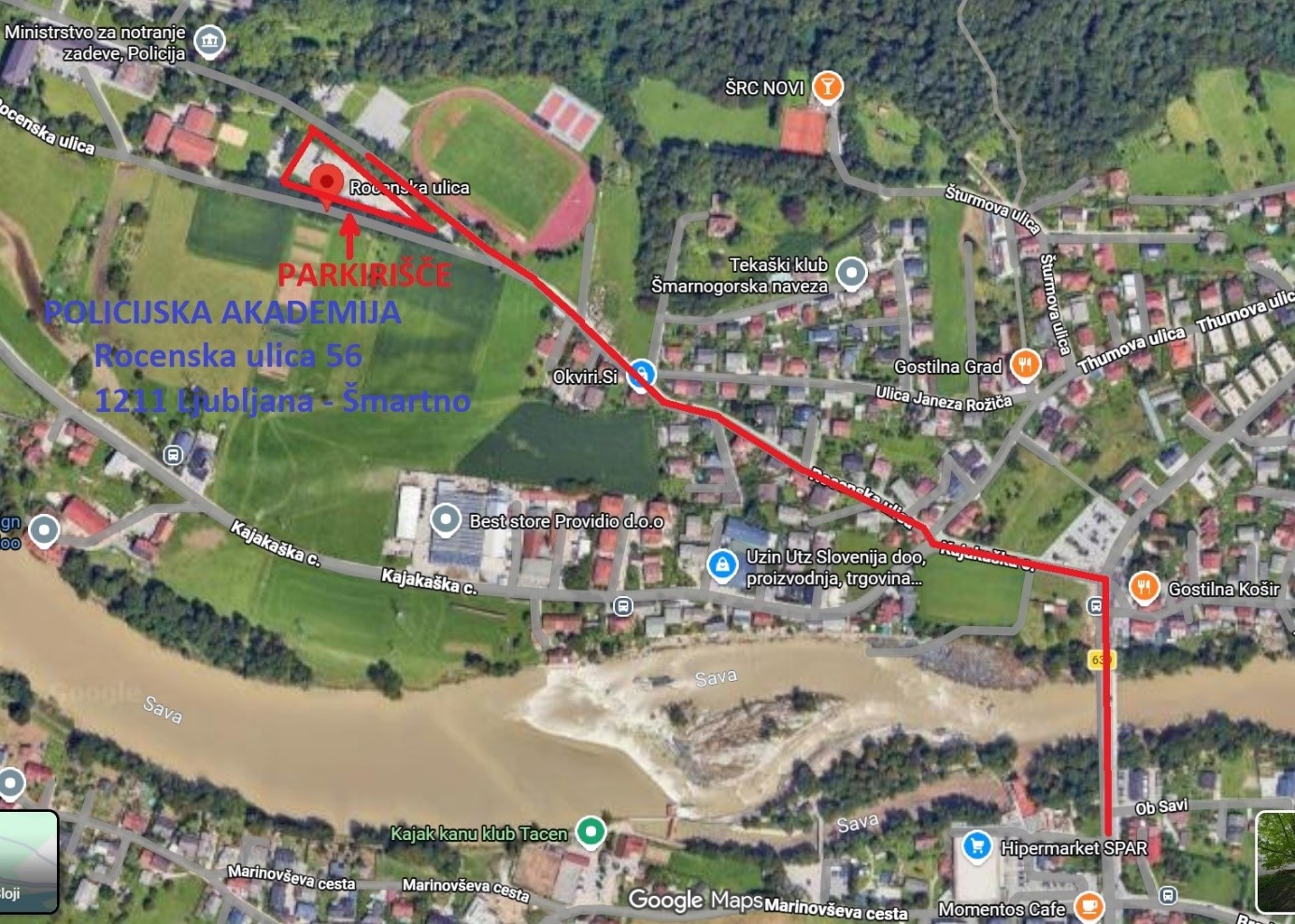 Kako do Policijske akademije zemljevid