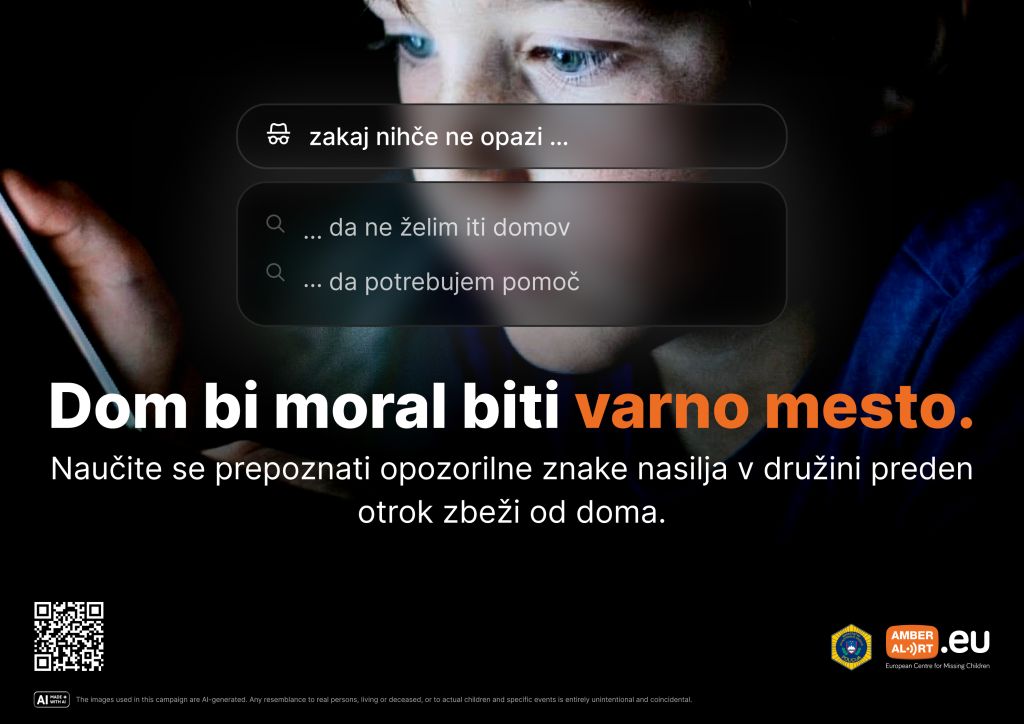 Plakat z napisom: Dom bi moral biti varno mesto.