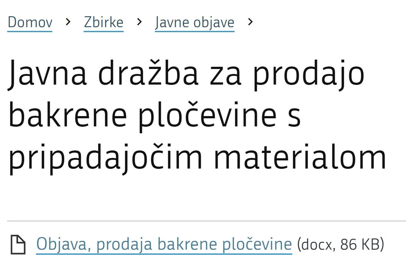 Uvodna stran razpisa