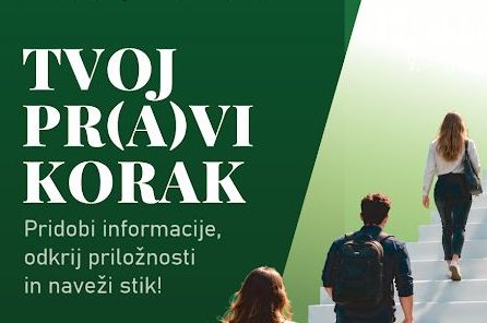 Plakat za karierni sejem v Mariboru z napisom Tvoj Pr(a)vi korak