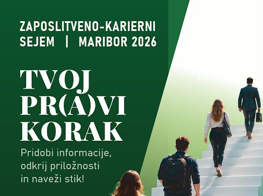 Plakat za karierni sejem v Mariboru z napisom Tvoj Pr(a)vi korak