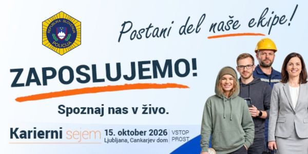 Letak za karierni sejem v Cankarjevem domu, na sliki piše: Zaposlujemo, Postani del naše ekipe