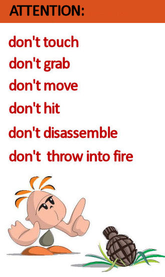 leaflet of advice how to handle with unexploded ordnance