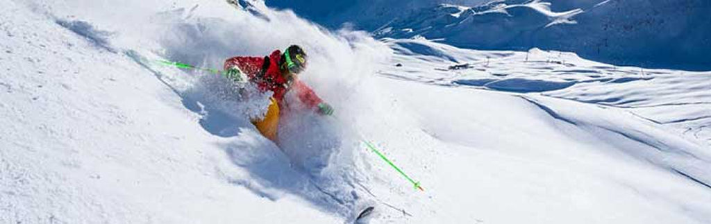 picture of a skier in fresh snow - free style