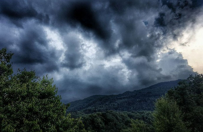storm clouds over the mountains