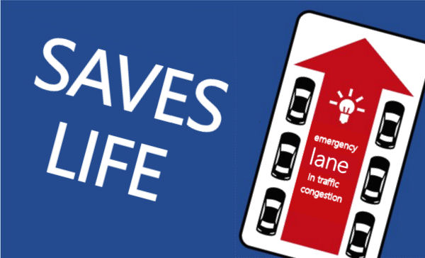 drawing: Saves lives - emergency lane in traffic congestion