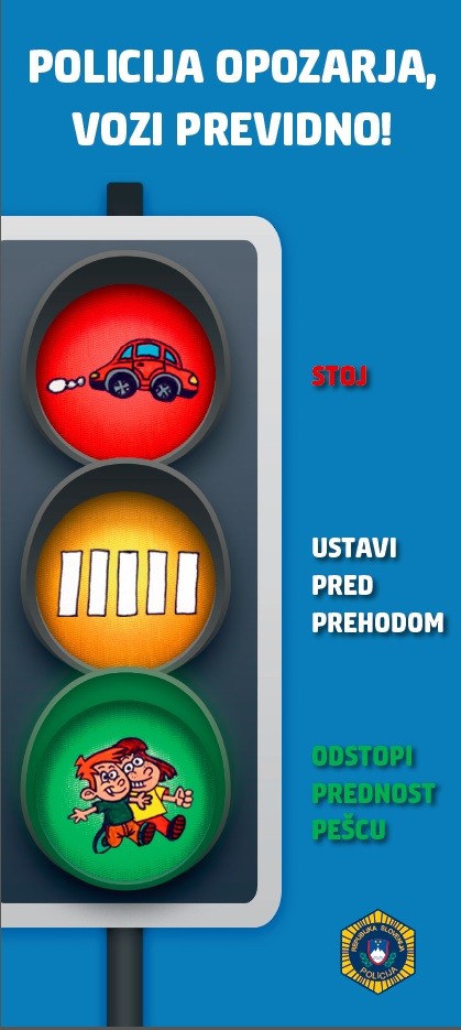 slika plakata - risba semaforja s preventivnimi nasveti