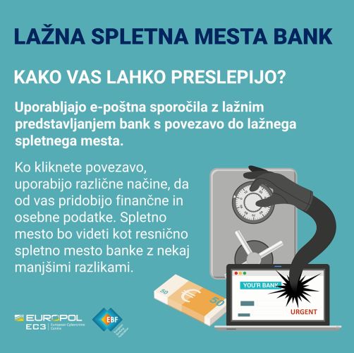 Europolov letak - Lažna spletna mesta bank