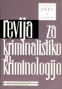 slika naslovnice Revije za kriminalisitiko in kriminologijo, leto 2001, številka 4