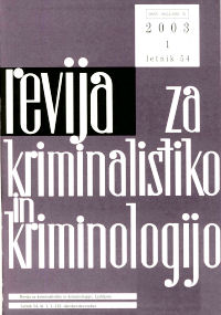 Naslovnica Revije za kriminalistiko in kriminologijo, št. 1, leto 2003