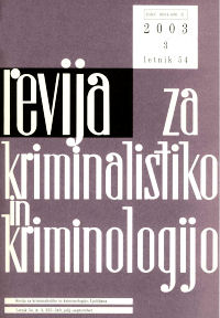 Naslovnica Revije za kriminalistiko in kriminologijo, št. 3, leto 2003