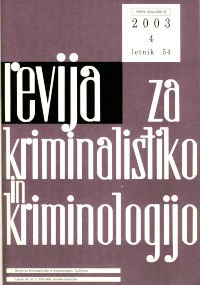 Cover page of Journal of Criminal Investigation and Criminology, No. 4, Year 2003