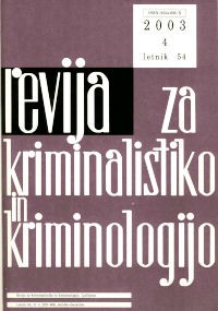 Naslovnica Revije za kriminalistiko in kriminologijo, št. 4, leto 2003