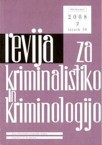 Naslovnica Revije za kriminalistiko in kriminologijo, št. 2, leto 2008