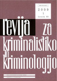 Naslovnica Revije za kriminalistiko in kriminologijo, št. 1, leto 2009