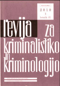 slika naslovnice Revije za kriminalisitiko in kriminologijo, leto 2010, številka 1