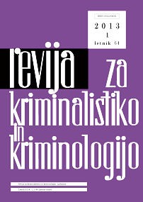 Naslovnica Revije za kriminalistiko in kriminologijo, št. 1, leto 2013