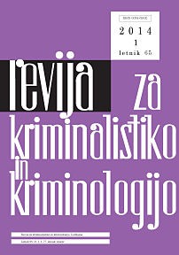 slika naslovnice Revije za kriminalisitiko in kriminologijo, leto 2014, številka 1