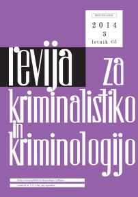 Naslovnica Revije za kriminalistiko in kriminologijo, št. 3, leto 2014