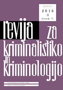 Naslovnica Revije za kriminalistiko in kriminologijo, št. 3, leto 2016