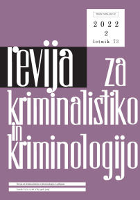 Naslovnica Revije za kriminalistiko in kriminologijo, št. 2, leto 2022