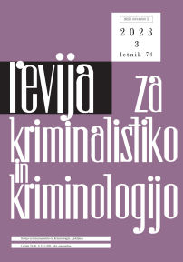 slika naslovnice Revije za kriminalisitiko in kriminologijo, leto 2023, številka 3