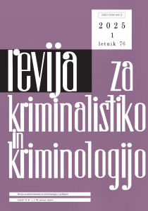 slika naslovnice  Revije za kriminologijo in kriminalistiko, leto 2025, številka 1